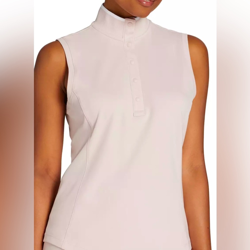 Walter Hagen Sleeveless Mock Neck Golf Polo in Light Pink
